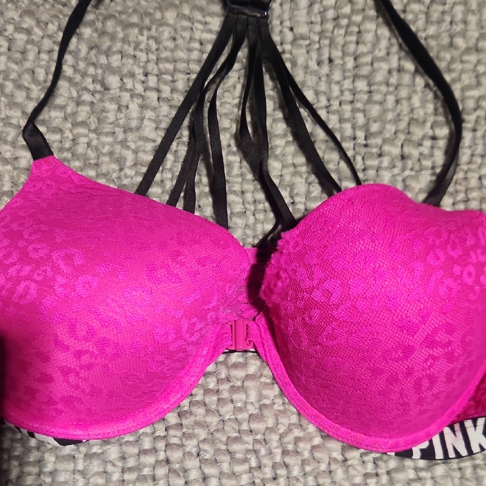 Pink Leopard Print Bra 36C